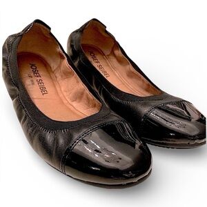 Josef Seibel Black Leather Ballet Flats With Rubber Bottom Size EU 39 US 8-8.5